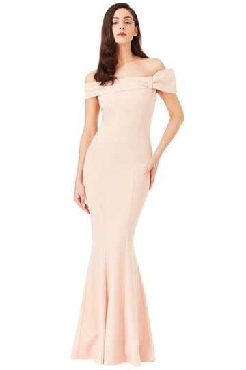 Bardot Fish Tail Maxi Dress With Bow Detail Goddiva